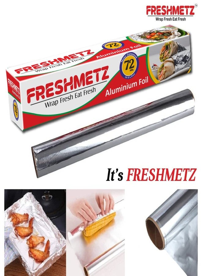 FRESHMETZ ورق ألومنيوم فريش ميتز 72 متر | لفة ورق فضي غذائي 11 ميكرون | ورق تغليف متعدد الأغراض للطبخ والخبز والشواء والتعبئة وتقديم الطعام - Image 3