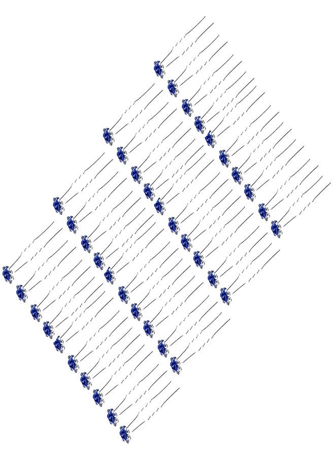 بيتيتو بيتييتو 40 قطعة من دبابيس الشعر المرصعة بأحجار الراين على شكل زهرة على شكل حرف U، إكسسوارات شعر كريستالية لحفلات الزفاف وحفلات عيد ميلاد الفتيات السادس عشر (أزرق) - Image 4