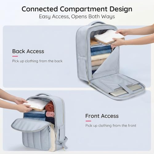Taygeer Quilted 40L Travel Backpack with Connected Compartments, Underseat Puffer Luggage Backpack with 3 Packing Cubes, TSA Flight Approved Travel Carry on Bag Fits 17.3 inch Laptop for Women, Blue - Image 4