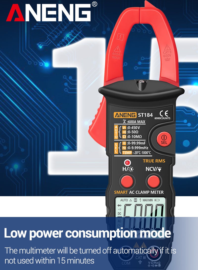 ANENG True RMS Digital Multimeter Clamp Meter DC/AC Voltage Detector AC Amp Meter with Ohm Capacitance NCV Continuity Diode Hertz Temperature Tester - Image 5