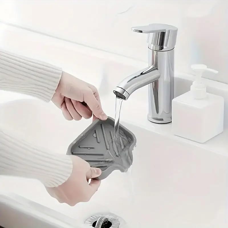 iDream Multi-Purpose Silicone Sink Drainer Mat - Flexible Kitchen Sink Organizer Tray for Soap, Dish Sponge, Tools Storage, and Drying, Non-Slip Silicone Holder for Countertops (Small, Pack of 2) - Image 3