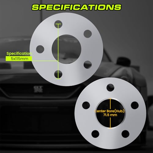 Customadeonly 5mm (3/16 Inch) Hubcentric Wheel Spacers 5x115 Compatible For Dodge Charger 2006-2022, Challenger 2008-2022, Magnum 2005-2008, Compatible For Chrysler 300c 2005-2022 (4pcs 71.6mm M14x1.5) Spacer - Image 2