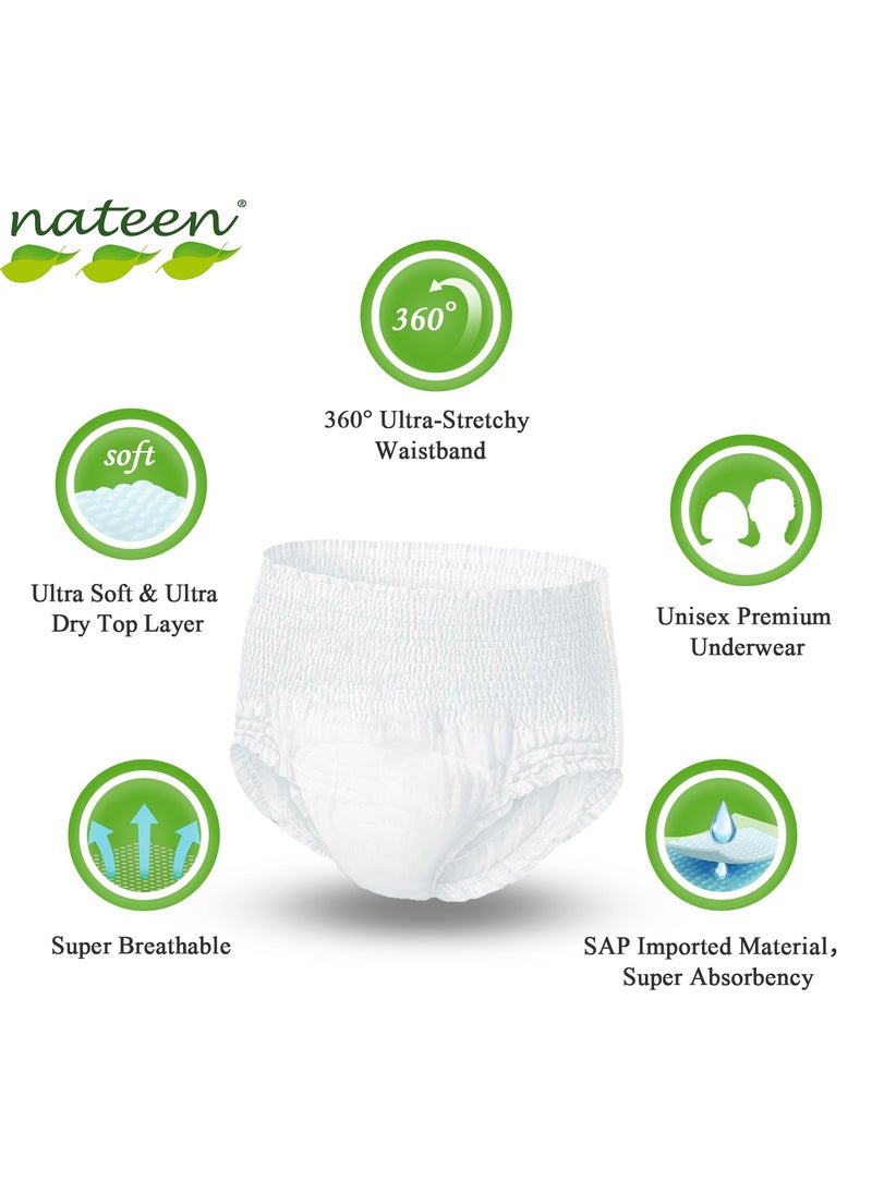 ناتين Nateen Hospeen الكبار حفاضات حجم السراويل كبيرة ، الكبار سحب شكا من أجل سلس البول الخفيف ، السراويل الفترة للتدفق الثقيل ، سوبر الراحة تناسب اللباس الداخلي للمرأة للباستولتوم ، حجم الخصر 80-130cm ، يوم 40 التهم.  - Image 3