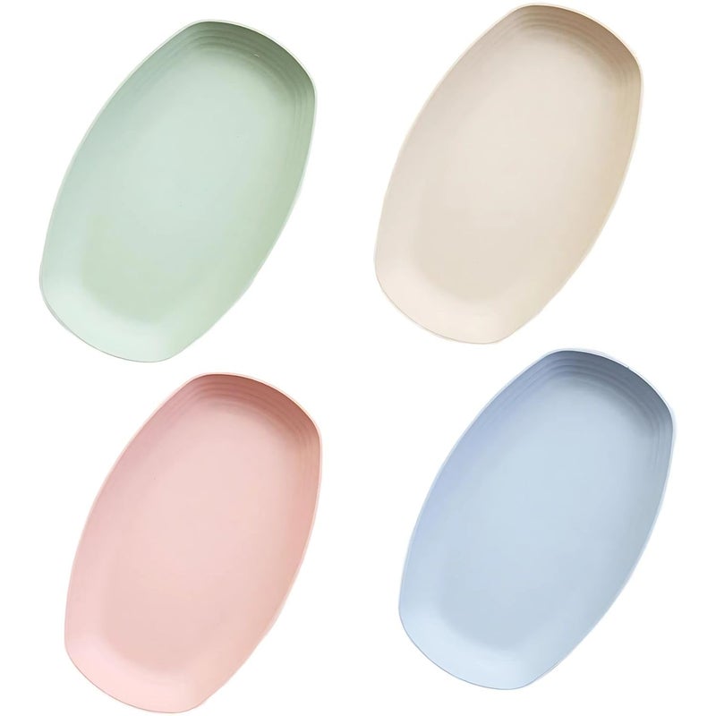 BENCI Wheat Straw Dinnerware Sets, Food-Grade Oval Plates, Smooth Round Edges, Non-Skid Bottom - Lightweight, Microwave Oven, Random Colors 11 Inch Set of 4 Pcs (Set of 4) - Image 1