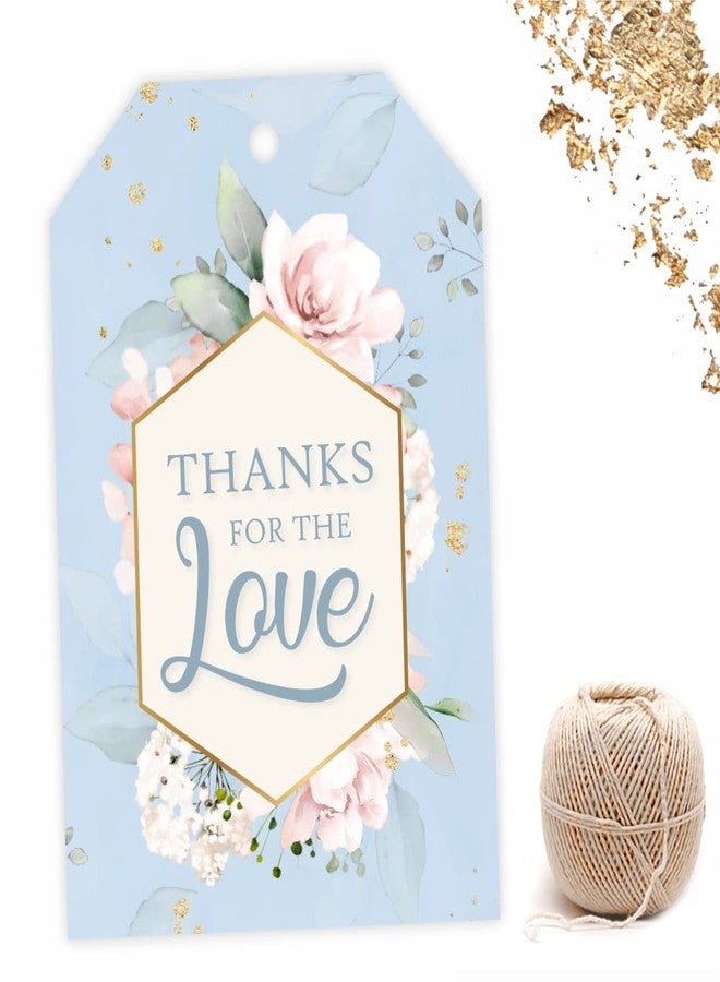 Chic a Choc Thank You Gift Tags. Thanks for the Love. 50 Tags in Blue watercolour Flower art. With Jute String for attaching to Gifts and Cake Boxes. - Image 3