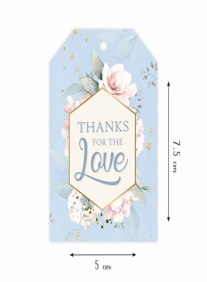 Chic a Choc Thank You Gift Tags. Thanks for the Love. 50 Tags in Blue watercolour Flower art. With Jute String for attaching to Gifts and Cake Boxes. - Image 4
