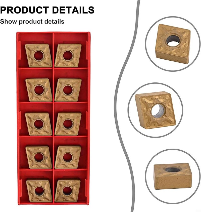 CNMG120408 MA Carbide Turning Inserts 10 Pack Gold PVD Coated for Steel Stainless Steel - Image 1