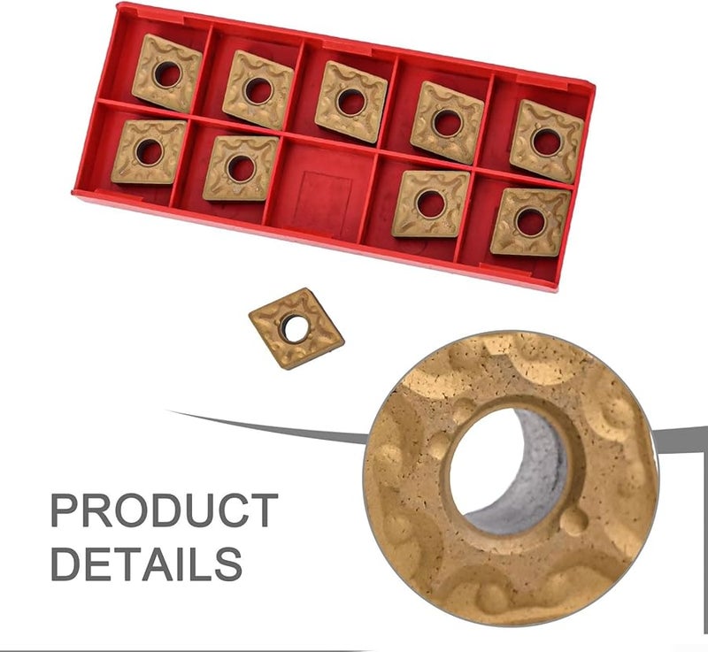 CNMG120408 MA Carbide Turning Inserts 10 Pack Gold PVD Coated for Steel Stainless Steel - Image 2