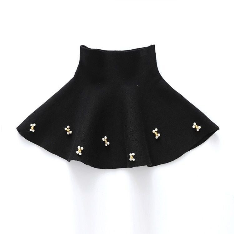 Girls Tulle Tutu Skirt 2024 Spring/Fall Korean Short Style Knitted Cute Black handmade plum blossom 