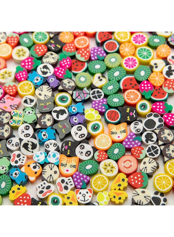 Sunflower Smile Face Beads, Mixed Flower Fruit Animal Clay Beads Polymer Clay Spacer Bead Jewellery Making DIY Bracelet Necklace Hair Clip Accessories for Women Girls - Image 2