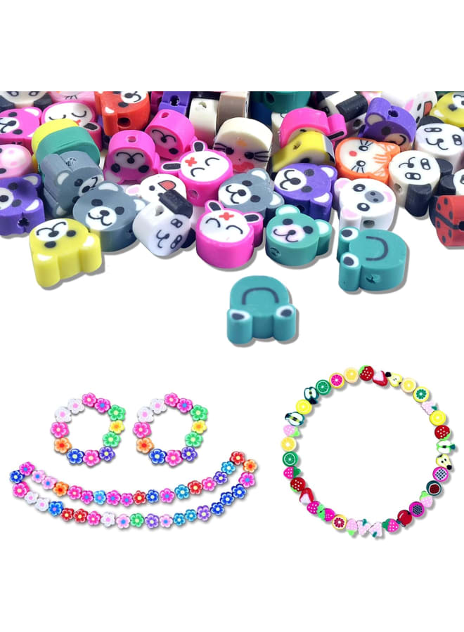 Sunflower Smile Face Beads, Mixed Flower Fruit Animal Clay Beads Polymer Clay Spacer Bead Jewellery Making DIY Bracelet Necklace Hair Clip Accessories for Women Girls - Image 1