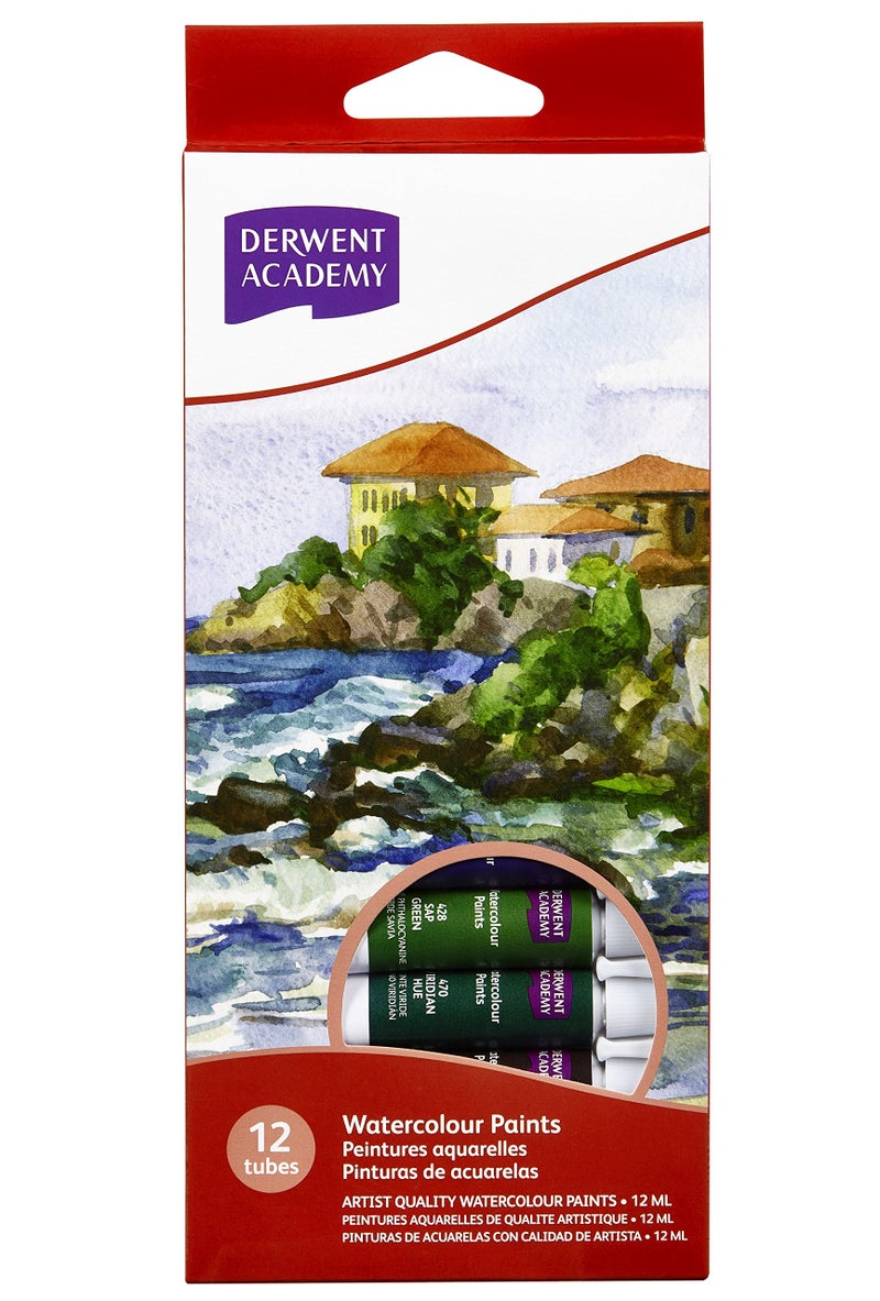 Derwent Academy Watercolour Paints 12ml (Pack of 12) - Image 1