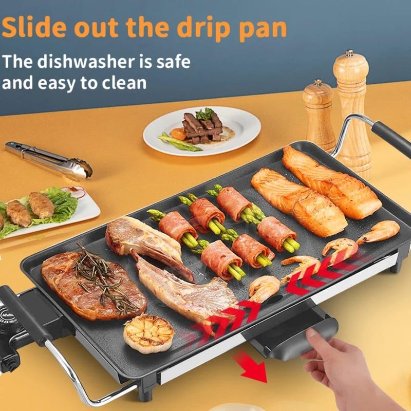 Electric Flat Grill kb1057, 2000 Watts, 46x26cm, Detachable Plate, Black - Image 4
