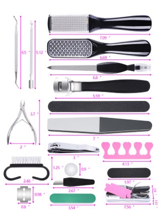 23 in 1 Professional Pedicure Tools Set, Hand Foot Manicure And Pedicure Set Stainless Steel Foot Care Kit Foot Rasp Dead Skin Remover Pedicure Kit for Men Women Salon or Home Best Gift - view 2