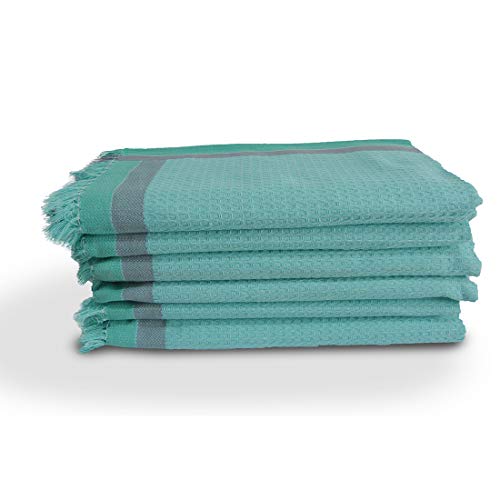 Athom Trendz Athom Living Light Weight Cotton Premium Waffle Border Bath Towel 75x150 cm Pack of 6 - Image 2