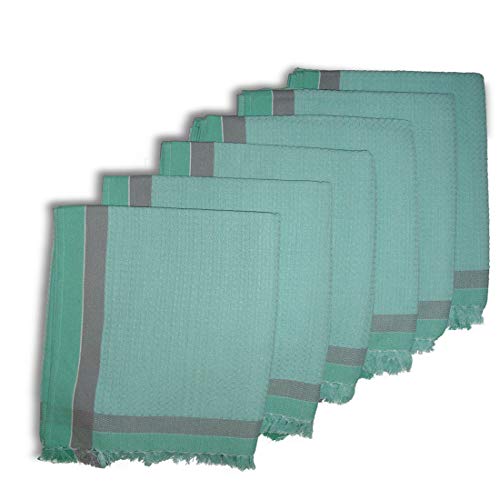 Athom Trendz Athom Living Light Weight Cotton Premium Waffle Border Bath Towel 75x150 cm Pack of 6 - Image 1