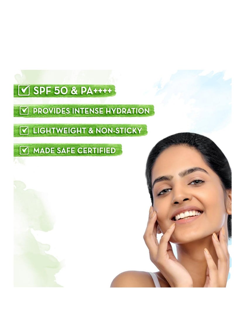 Mamaearth Hydragel Indian Sunscreen Spf 50, With Aloe Vera and Raspberry, For Sun Protection - 50G