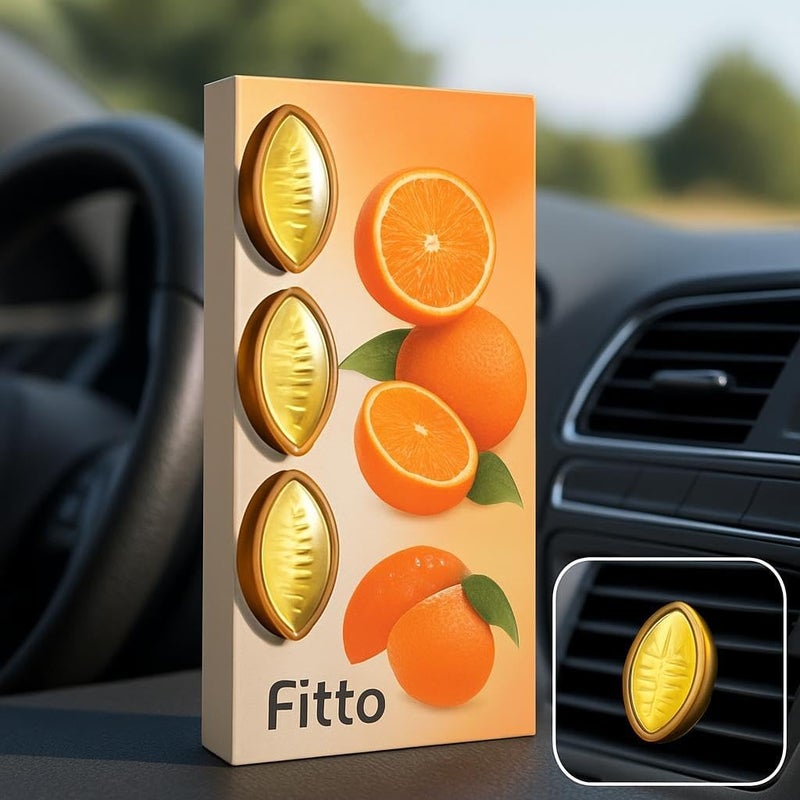 FITTO فيتو معطر هواء للسيارة برائحة البرتقال - عبوة من 3 معطر معلق طويل الأمد لداخل السيارة - Image 2