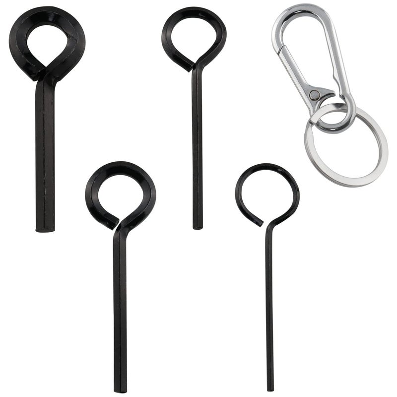 Jianling 1Set Annular Allen Wrench Set Standard Dogging Key With Full Loop Allen Wrench Door Key For Push Bar Panic Exit Devices (1Pc 5/64 1Pc 1/8 1Pc 5/32 1Pc 7/32 Black Circle And 1Pc Keychain) - Image 1