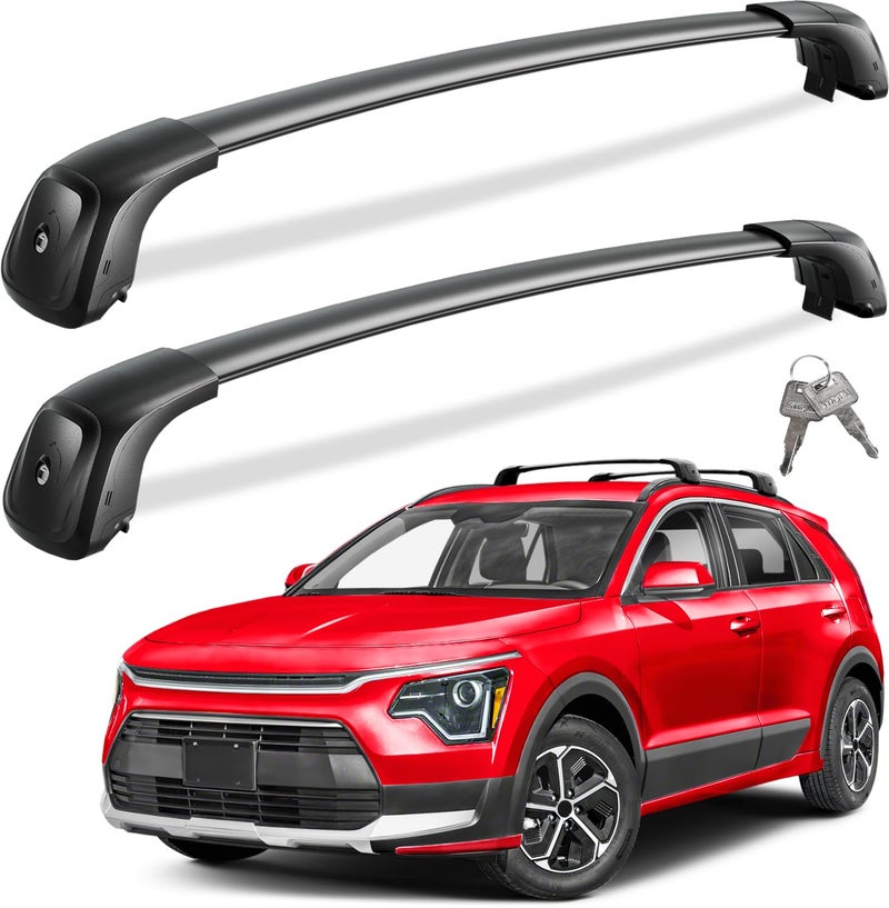 Wonderdriver Roof Rack Cross Bars 260lbs Compatible with Kia NIRO 2023 2024 2025 with Flush Side Rails Heavy Duty Aluminum Anti Theft Lockable Black Roof Rails Crossbars Rooftop Cargo Carrier Luggage