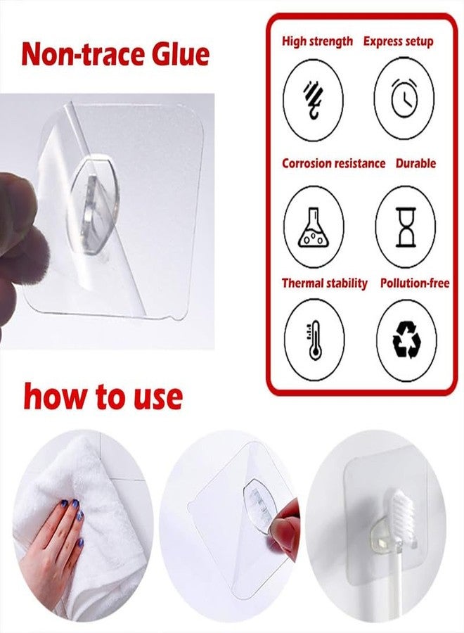 MWSLY Stainless Steel, PVC, ABS Nail Free Seamless Adhesive Non-Trace No Drilling Installation Hanging, Waterproof Screws Wall Hook (Pack of 5, Toothbrush Holder Hook) - Image 3