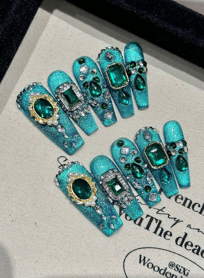 بريميوم الزمرد الفلاش الفلاش ارتداء الأظافر - Image 2