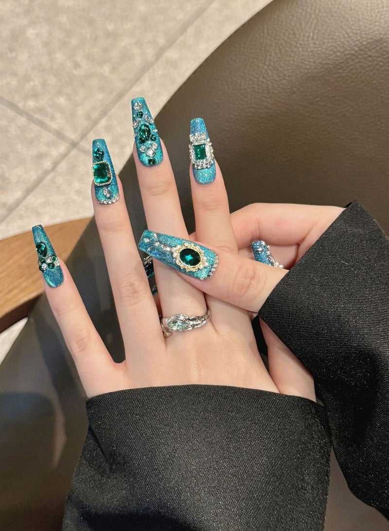 بريميوم الزمرد الفلاش الفلاش ارتداء الأظافر - Image 3