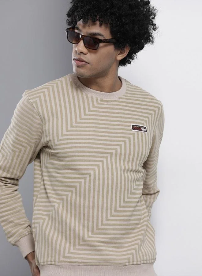 The Indian Garage Co  The Indian Garage Co Men Regular Fit Striped Crew Neck Full Sleeves Sweatshirt  | Best Price UAE