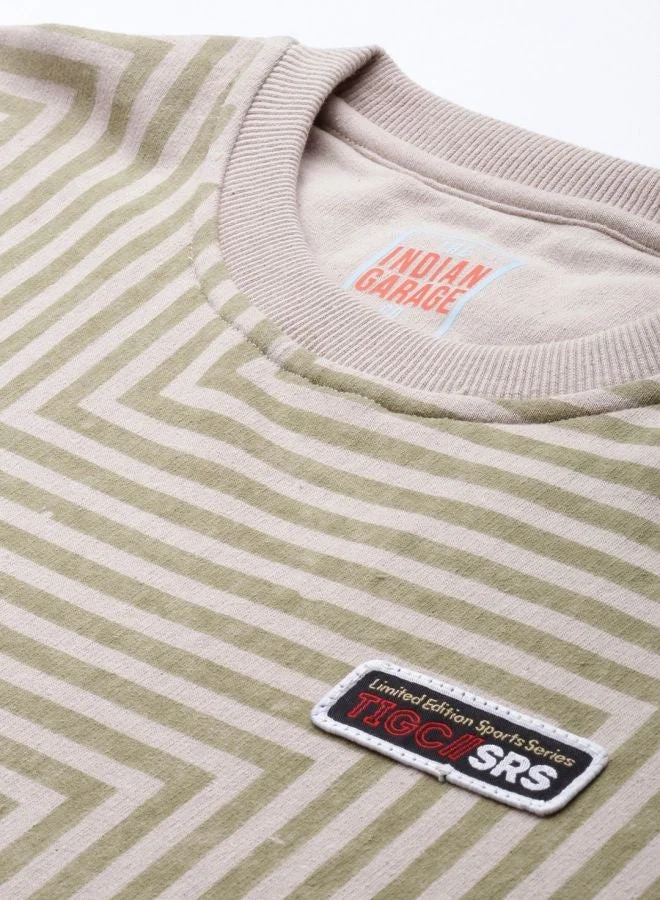 The Indian Garage Co  The Indian Garage Co Men Regular Fit Striped Crew Neck Full Sleeves Sweatshirt  | Best Price UAE