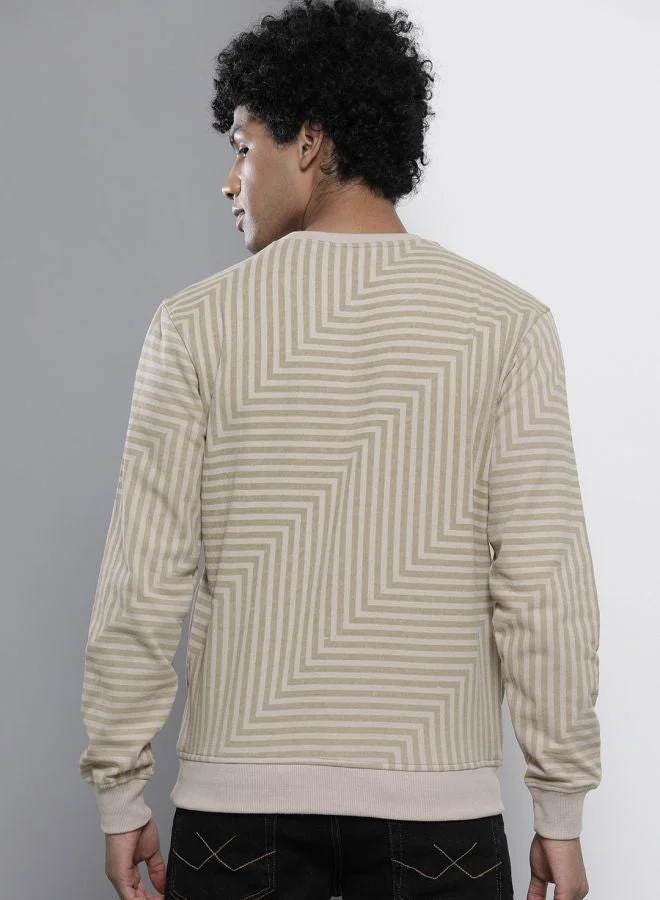 The Indian Garage Co  The Indian Garage Co Men Regular Fit Striped Crew Neck Full Sleeves Sweatshirt  | Best Price UAE