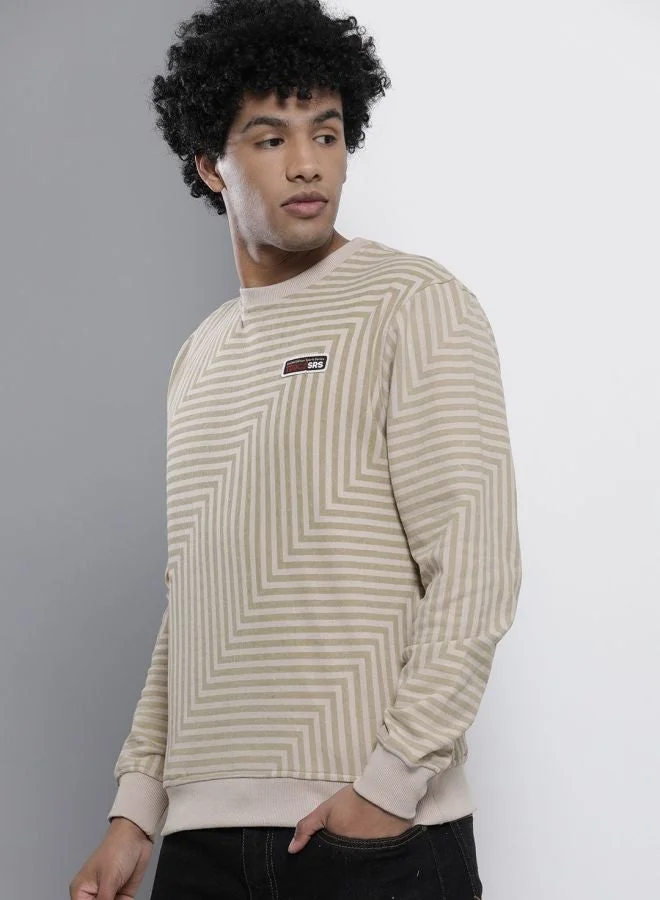 The Indian Garage Co  The Indian Garage Co Men Regular Fit Striped Crew Neck Full Sleeves Sweatshirt  | Best Price UAE