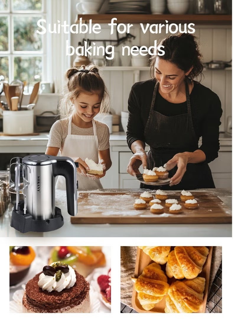 سوكاني خلاط كهربائي يدوي Sokany SK-02026 – 800 واط، 5 سرعات قابلة للتعديل، مع ملحقات من الستانلس ستيل - Image 1