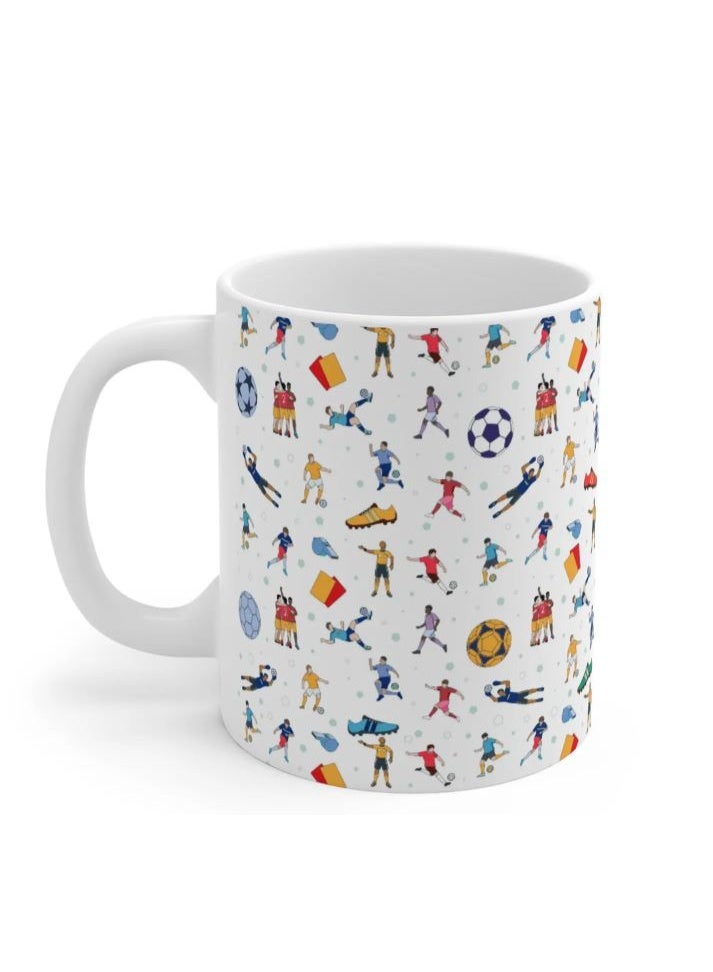 RYN Football Soccer Print Themed 11oz Ceramic Coffee Mug, Gift for Fans - Image 3