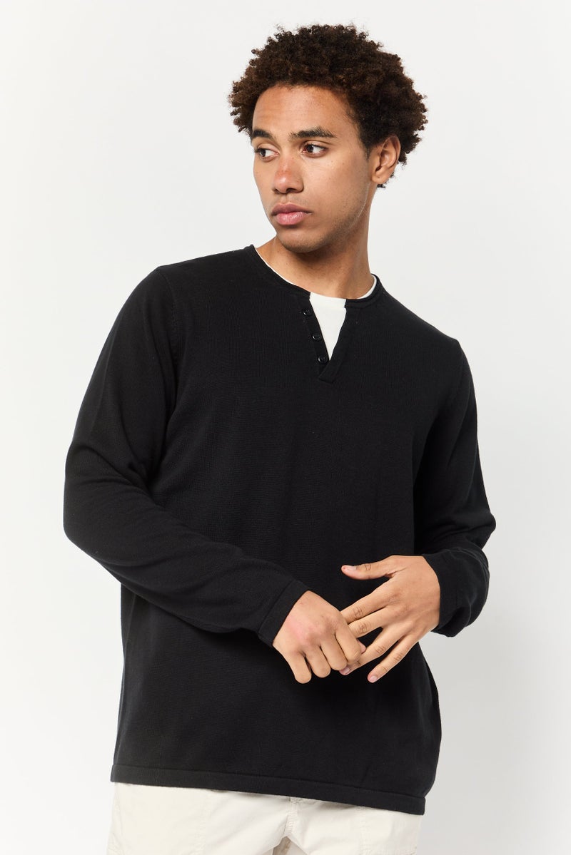 Celio سويت شيرت رجالي بياقة دائرية، أسود - Image 1