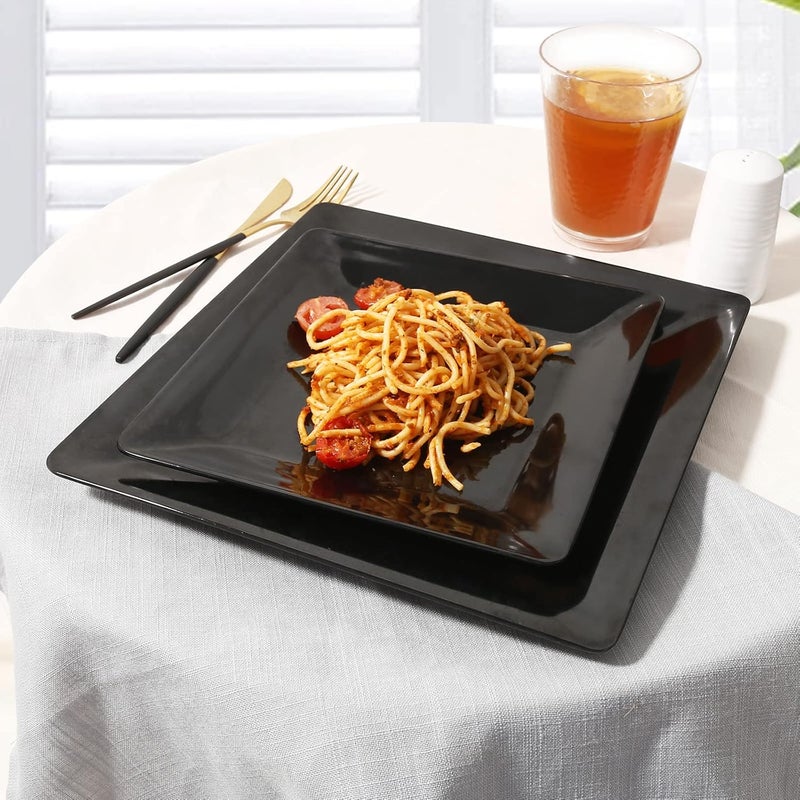 TP طقم أدوات المائدة المربعة 12 قطعة من TP مصنوعة من الميلامين مع أطباق وأوعية غير قابلة للكسر وخفيفة الوزن لخدمة 4 أشخاص - Image 5