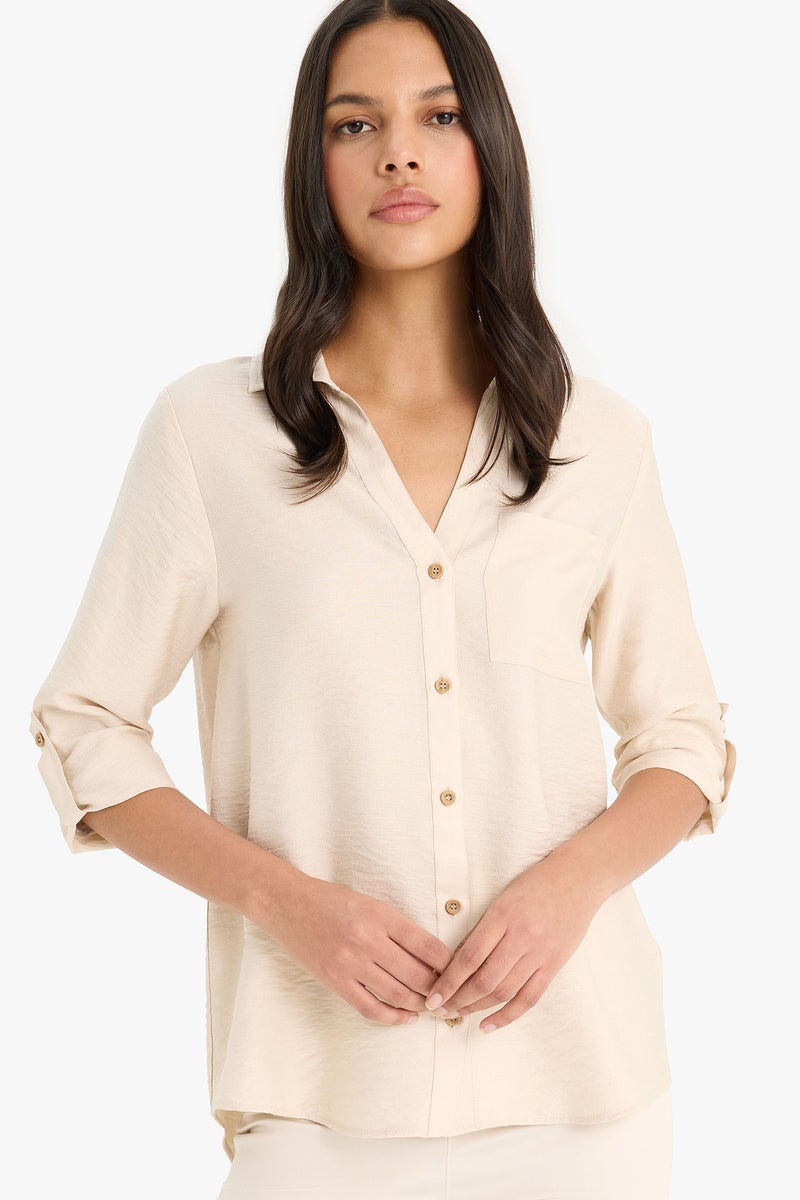 ديفاكتو قميص كم طويل قصة عادية - Image 1