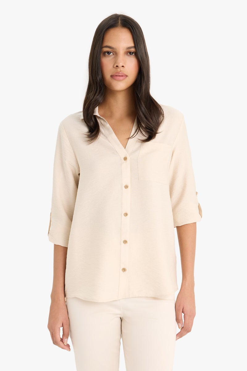 ديفاكتو قميص كم طويل قصة عادية - Image 3