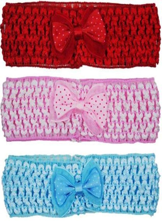 FAMEZA Infant Baby Girl's Fabric Cute Hair Band (Multicolour, Designs May Vary) -3 Pieces - Image 1
