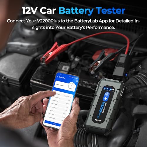 Topdon جهاز بدء تشغيل بطارية السيارة واختبار البطارية TOPDON 2 في 1 2200A ذروة بدء تشغيل البطارية لمحركات البنزين حتى 8L / الديزل 6L 12V معزز بطارية محمول ومختبر - Image 2
