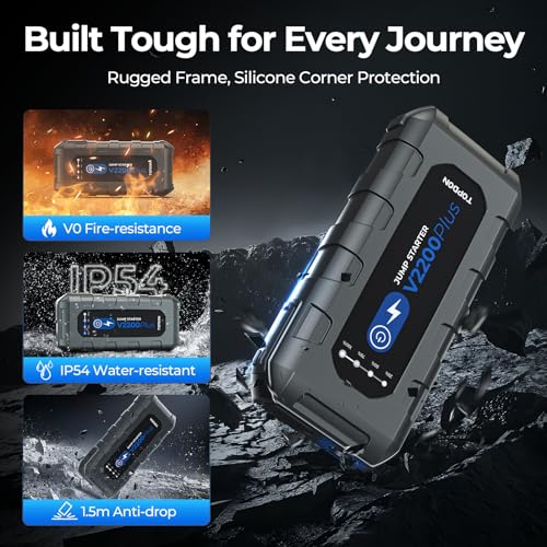 Topdon جهاز بدء تشغيل بطارية السيارة واختبار البطارية TOPDON 2 في 1 2200A ذروة بدء تشغيل البطارية لمحركات البنزين حتى 8L / الديزل 6L 12V معزز بطارية محمول ومختبر - Image 5