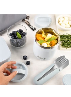 BEOLA 600ml Food Jar Lunch Box Food Thermos Stainless Steel Double Wall Insulated Travel Food Flask with Snack Tritan Container for Kids, Adults, 20oz (Ice Blue)  - Image 5