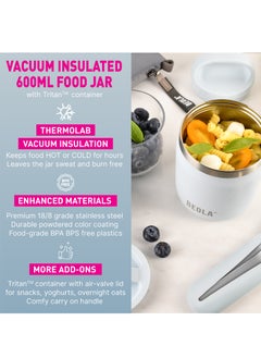 BEOLA 600ml Food Jar Lunch Box Food Thermos Stainless Steel Double Wall Insulated Travel Food Flask with Snack Tritan Container for Kids, Adults, 20oz (Ice Blue)  - Image 4