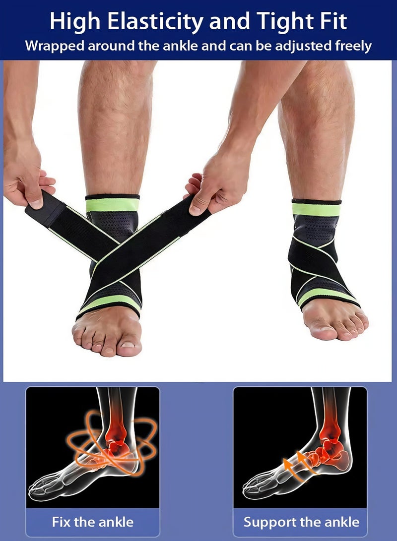 طقم دعامة الركبة وغطاء الركبة بضغط 2 قطعة للرجال والنساء - غطاء دعم الركبة القابل للتعديل للجري وركوب الدراجات وكرة السلة + دعامة كاحل لتخفيف آلام التهاب اللفافة الأخمصية والكاحل الملتوي، وسادة ركبة سوداء - Image 5