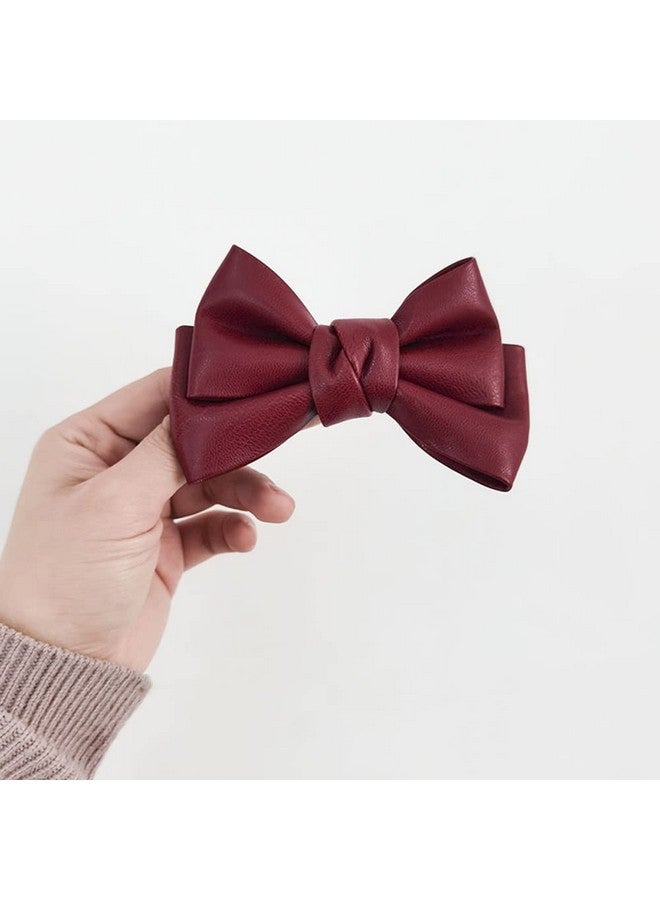 lasenersm 4 Pieces Puleather Hair Bow Clip Bow Hair Clips Hair Bow Alligator Clips Bow Hair Barrettes Handmade Knot Bow Barrettes Hair Pin Hair Bows Barrette Hair Accessories For Women - Image 5