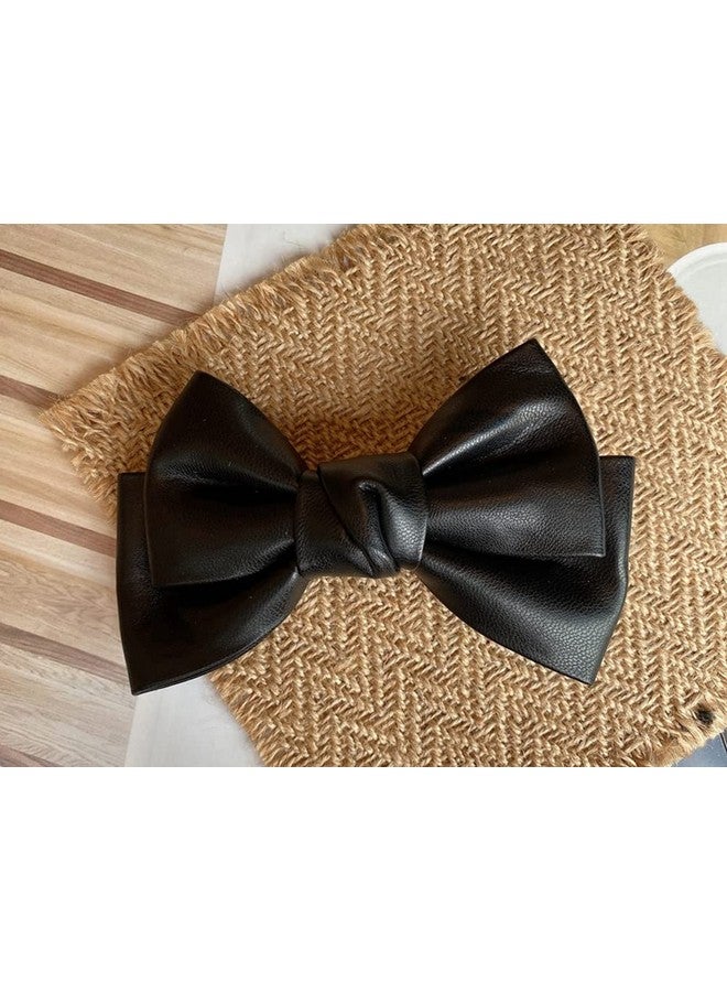 lasenersm 4 Pieces Puleather Hair Bow Clip Bow Hair Clips Hair Bow Alligator Clips Bow Hair Barrettes Handmade Knot Bow Barrettes Hair Pin Hair Bows Barrette Hair Accessories For Women - Image 3