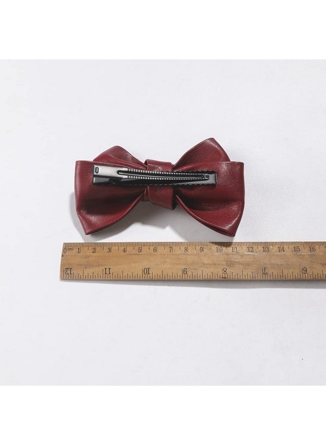 lasenersm 4 Pieces Puleather Hair Bow Clip Bow Hair Clips Hair Bow Alligator Clips Bow Hair Barrettes Handmade Knot Bow Barrettes Hair Pin Hair Bows Barrette Hair Accessories For Women - Image 4
