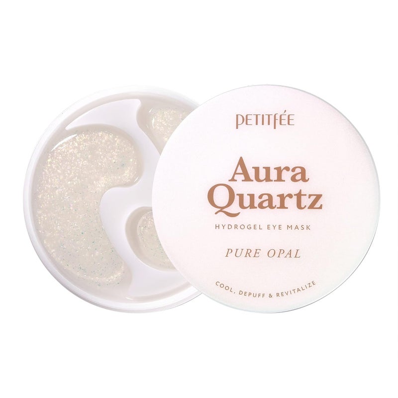 Petitfee Aura Quartz Eye Mask Pure Opal 40 pcs 20 pairs  Rejuvenating Hydrogel Eye Patch for Puffy Eye Bags Cooling Depuffing Under Eye Elasticity Reduces Fine Lines for Firming Eye Area