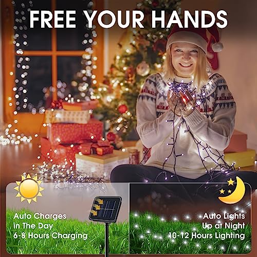 Vimorg Solar String Lights Outdoor, 2 Pack 79FT 200 LED Waterproof Solar Christmas Lights with 8 Lighting Modes for Tree Yard Garden Party Xmas Decorations - Image 3