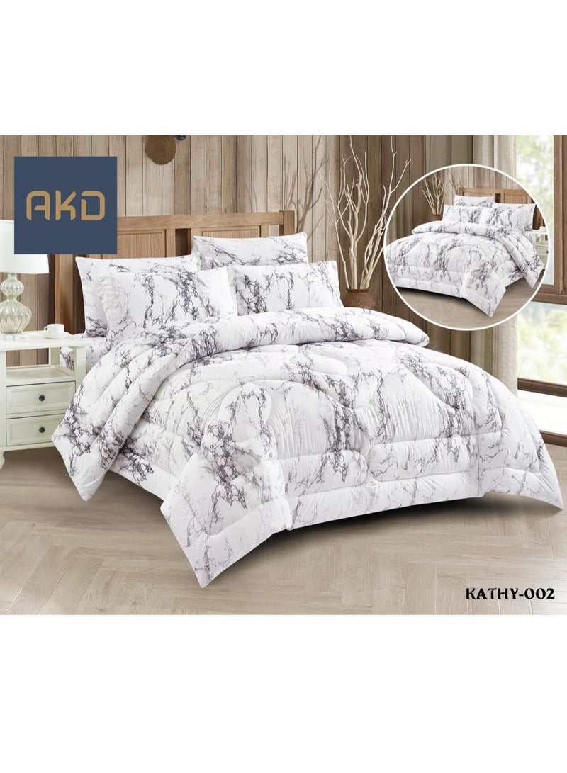 AKD Floral two-piece comforter set, made up of 6 microfiber pieces, size 240*260 cm 