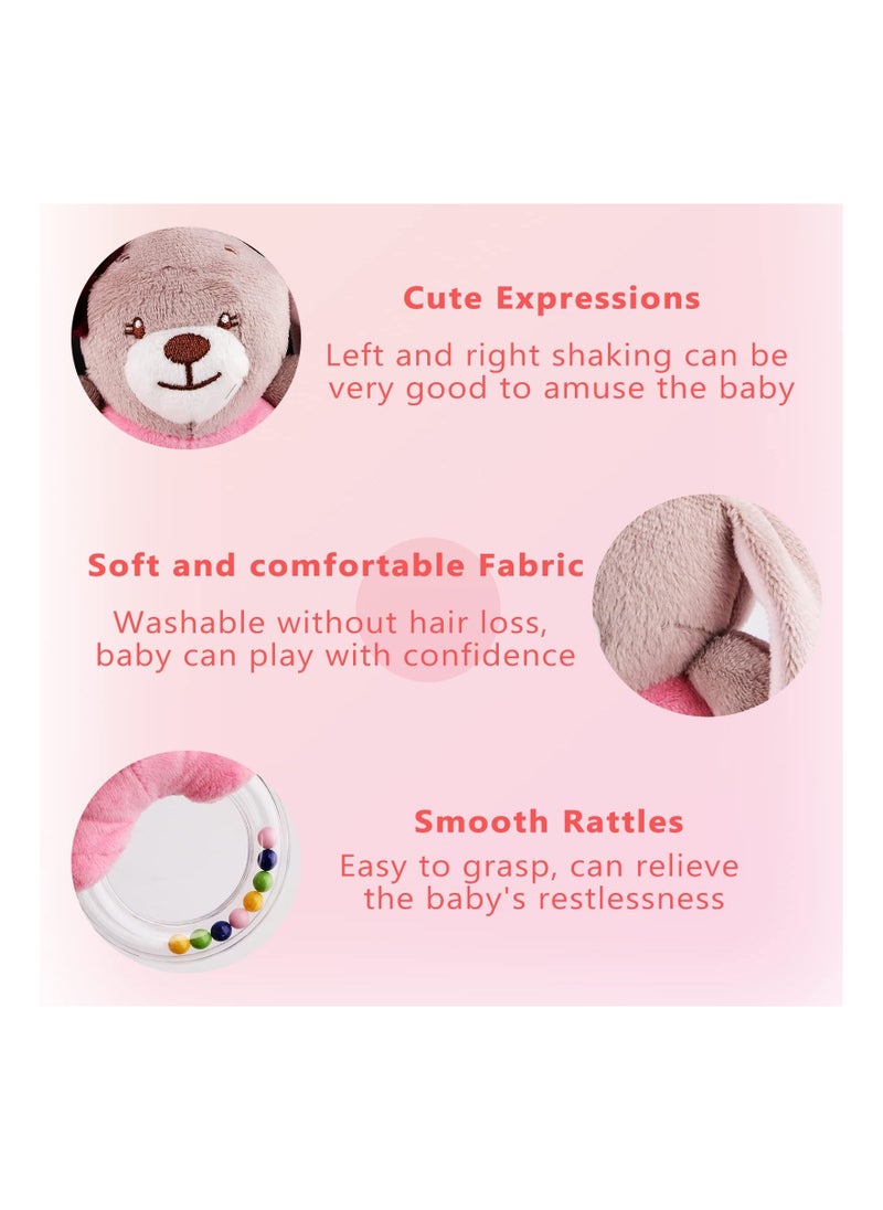 SYOSI 2PCS Baby Rattle Toys for 0-12 Months, Newborn Baby Rattles Teething Ring Sensory Plush Toy Ring Rattle Toy Shower Gift Sensory Plush Toy Set for 0 3 6 9 12 Month Infant Boys Girls (Fox/Rabbit)  - Image 5